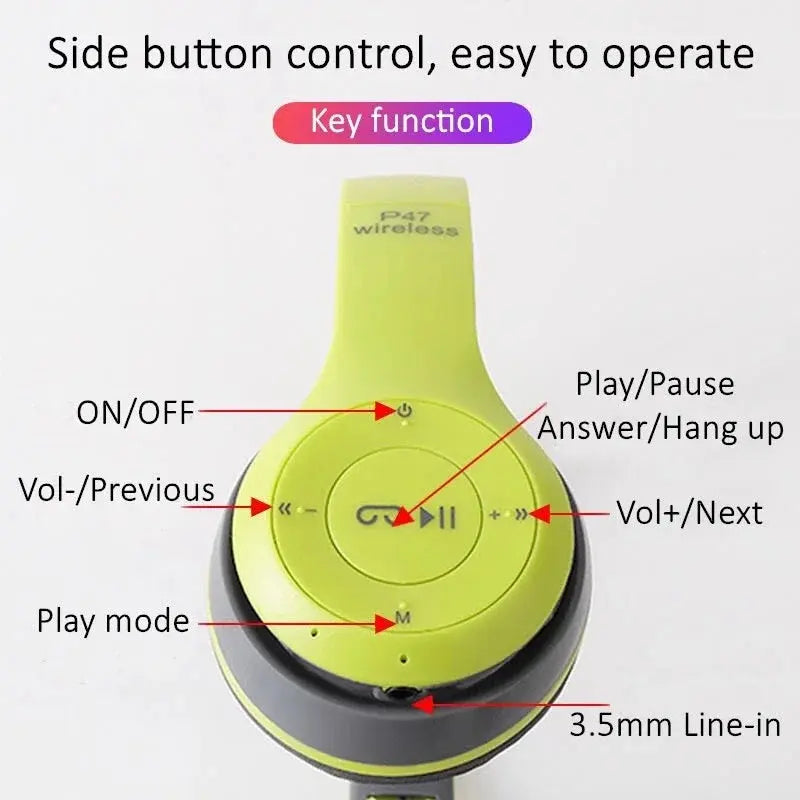 P47 Bluetooth 5.0 Wireless Headphone – Foldable HIFI VXN