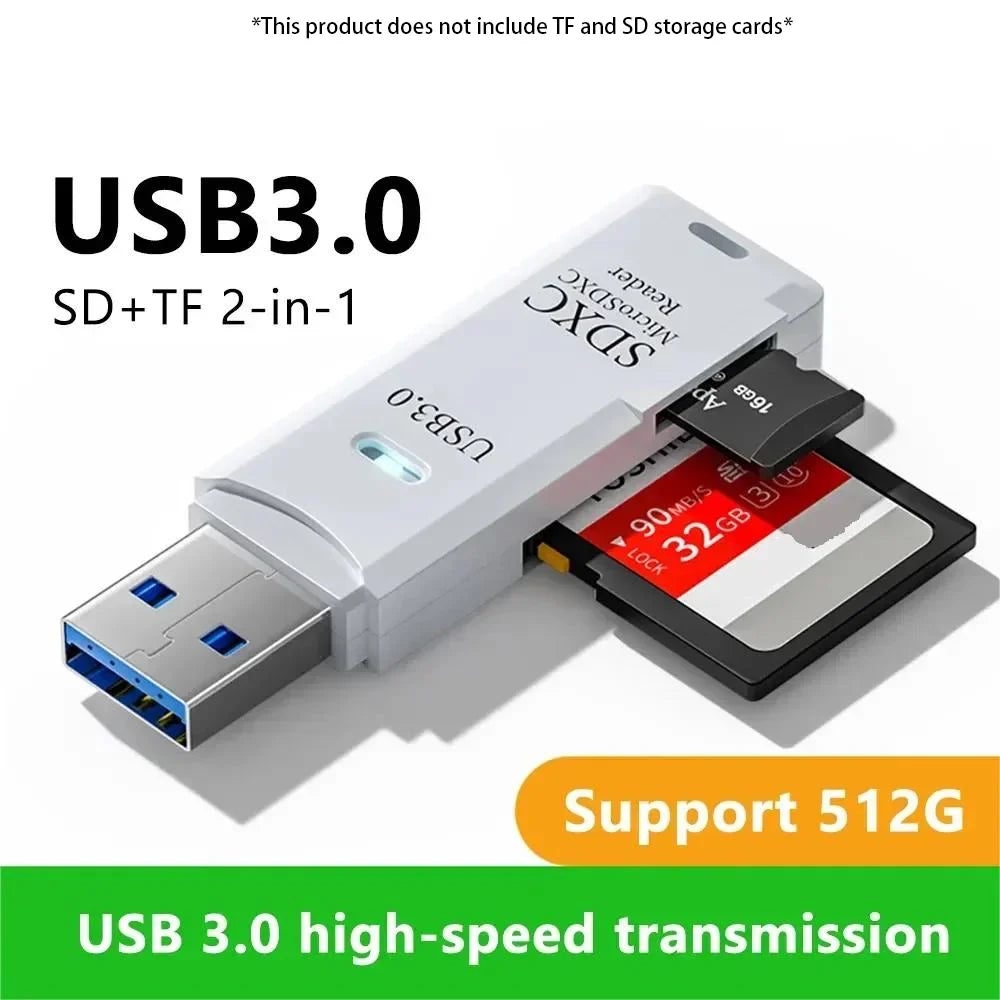 2 In 1 High-Speed USB 3.0/2.0 Card Reader TF+SD VXN