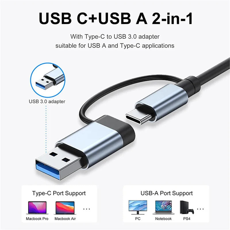8 in 1 USB C Hub USB Splitter with TF/SD Reader VXN