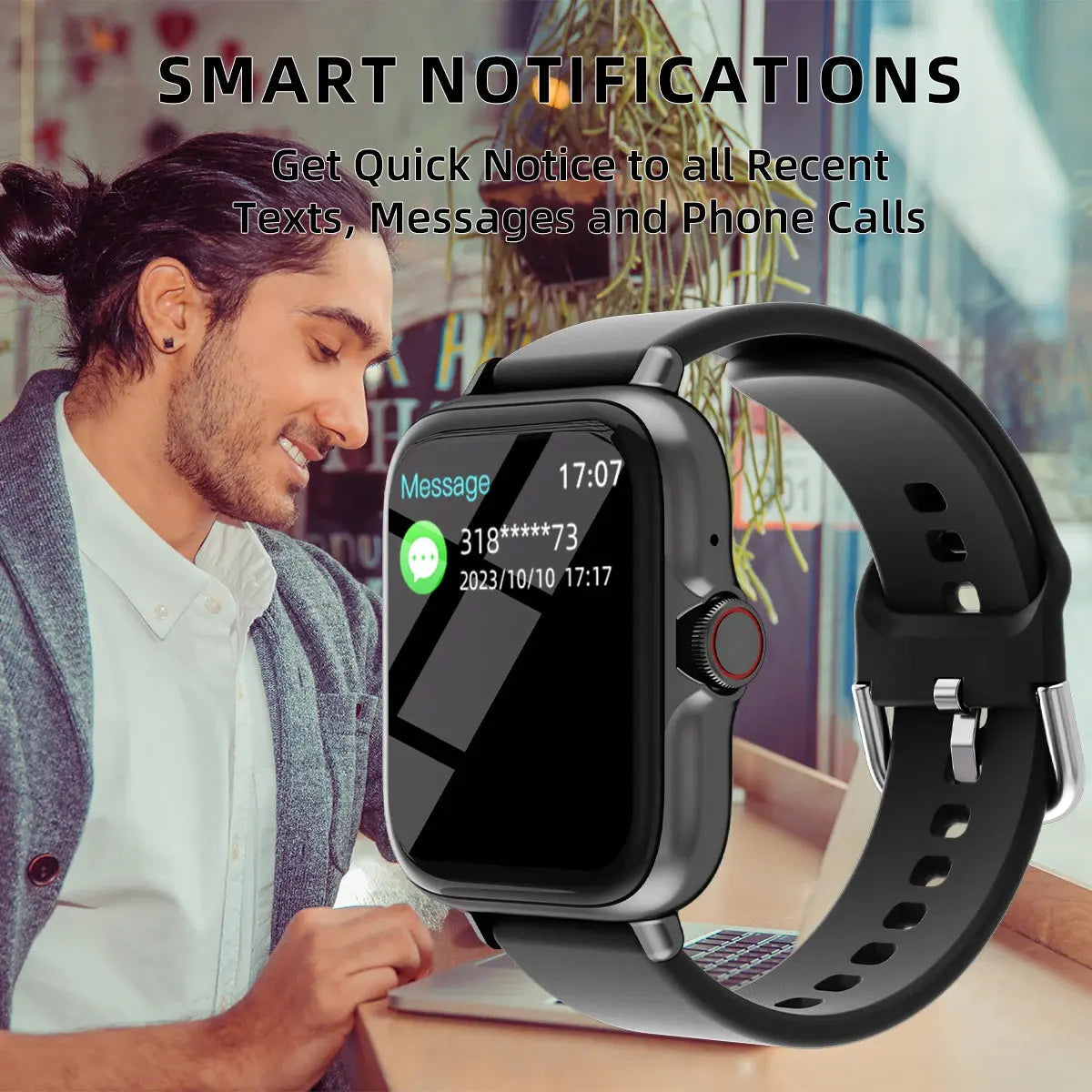1.83'' Waterproof Smart Watch with Message Answer Call Sleep Monitoring Sports Pedometer Information Alerts For iPhone Android VXN