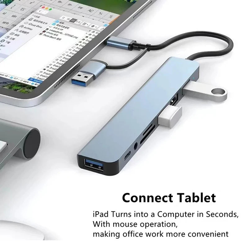 8 in 1 USB C Hub USB Splitter with TF/SD Reader VXN