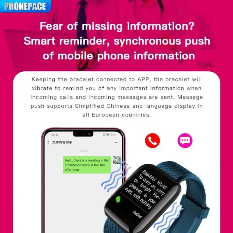PHONEPACE Smart Fitness Tracker Bracelet – Color Screen VXN