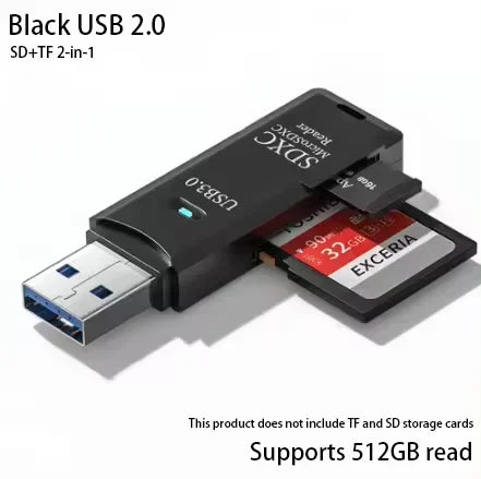 2 In 1 High-Speed USB 3.0/2.0 Card Reader TF+SD VXN