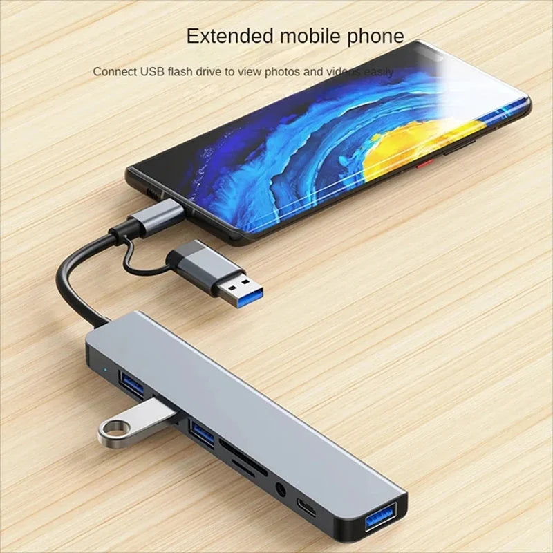 8 in 1 USB C Hub USB Splitter with TF/SD Reader VXN