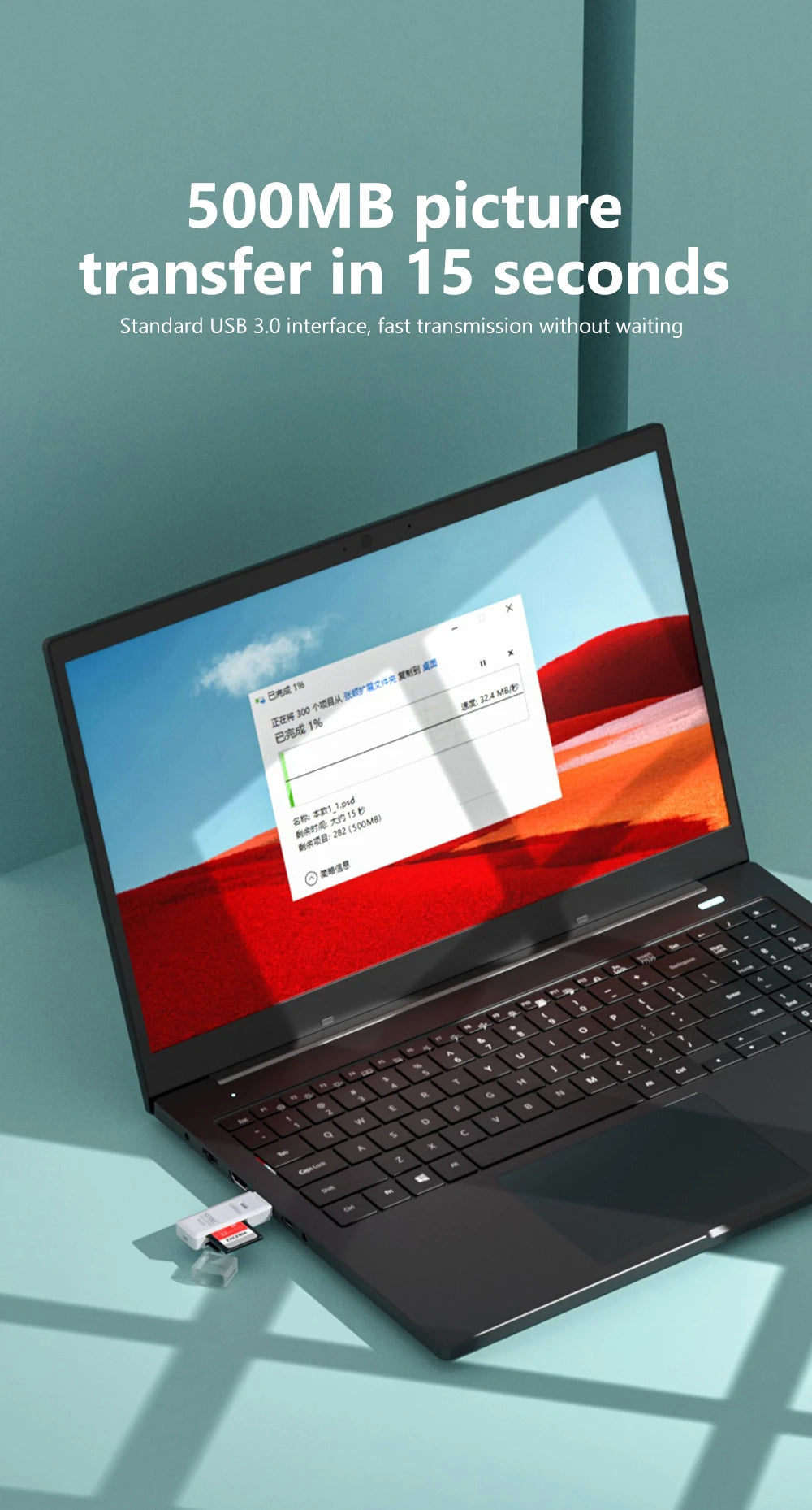 2 in 1 USB 3.0 Card Reader Micro TF SD Adapter VXN