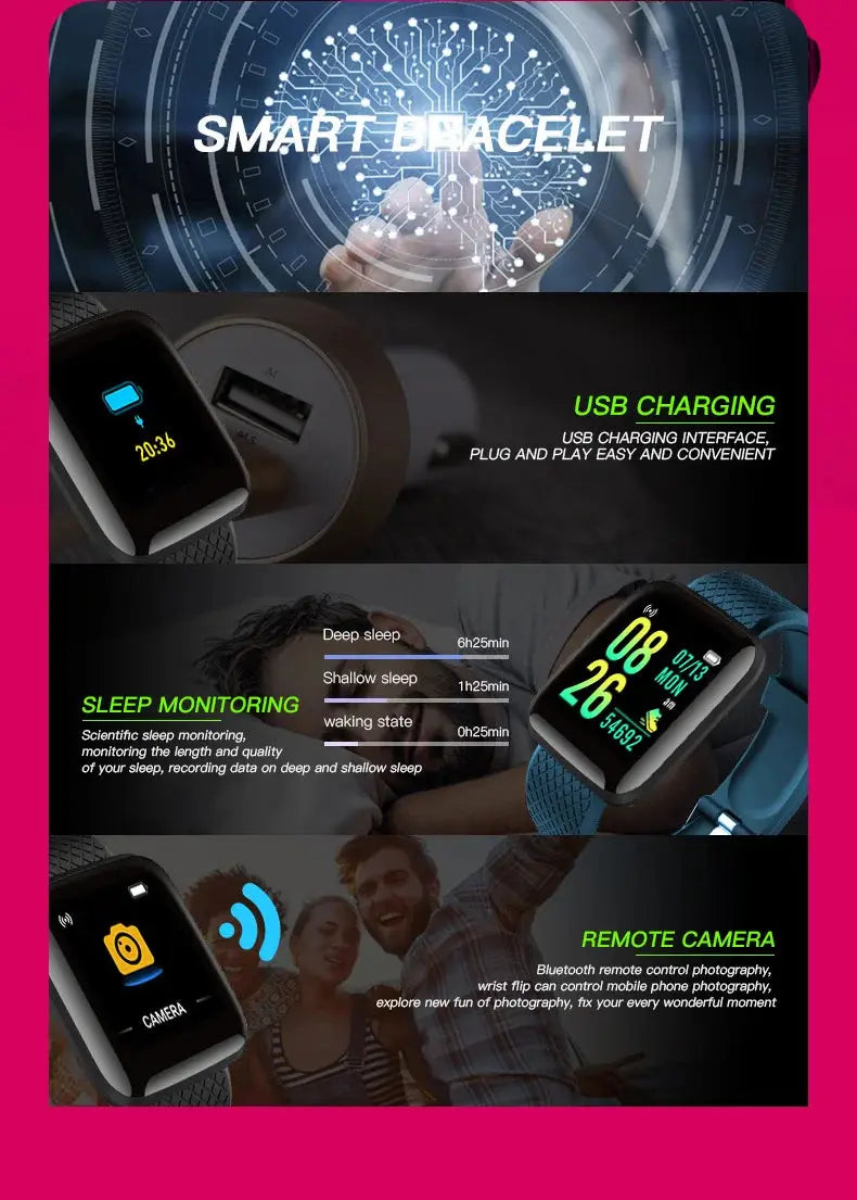 PHONEPACE Smart Fitness Tracker Bracelet – Color Screen VXN