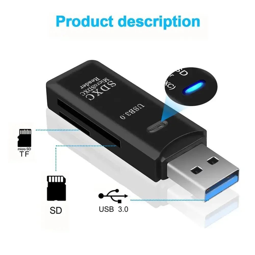 2 In 1 High-Speed USB 3.0/2.0 Card Reader TF+SD VXN