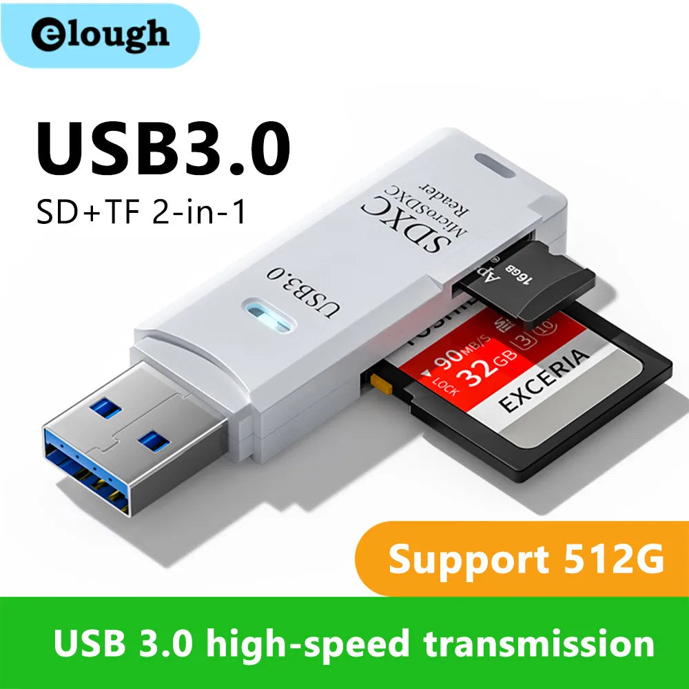 2 in 1 USB 3.0 Card Reader Micro TF SD Adapter VXN